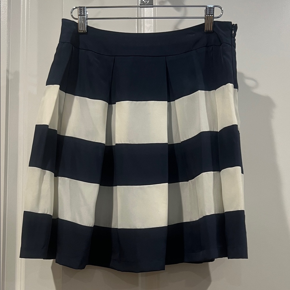 Striped Navy and White Pleated Skirt